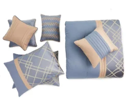 Broyhill Corinth Denim Geo 8-Piece Comforter Set -Big Lots Furniture Store 810459761 1