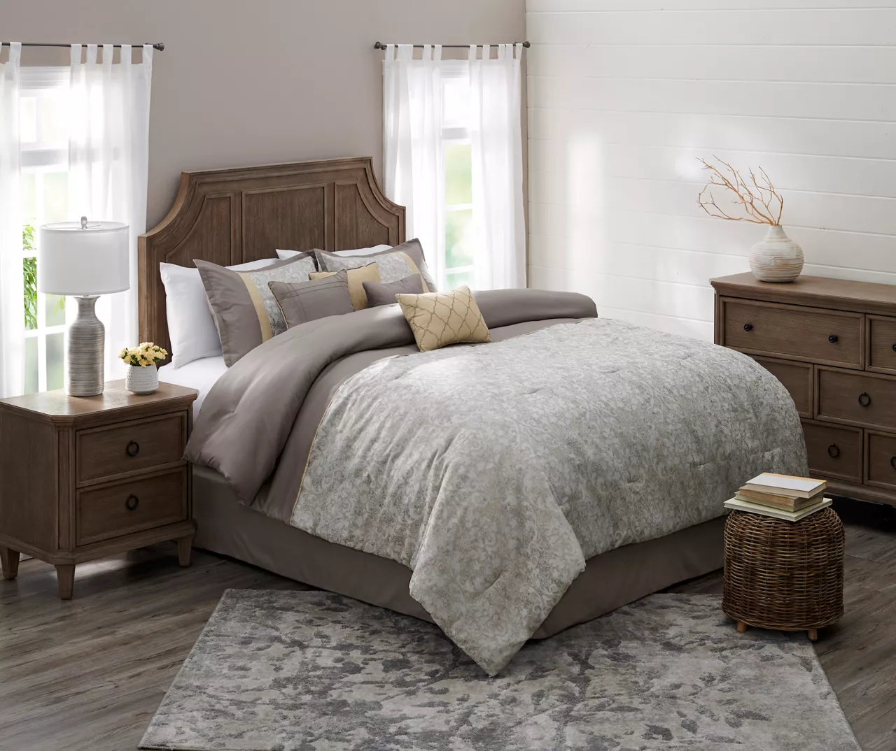 Broyhill Samille Gray & Mustard 8-Piece Comforter Set Broyhill Samille Gray & Mustard 8-Piece Comforter Set -Big Lots Furniture Store 810459763 810459636 1