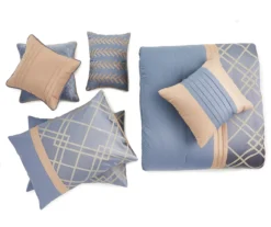 Broyhill Corinth Denim Geo 8-Piece Comforter Set -Big Lots Furniture Store 810461374 1 1
