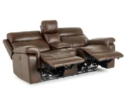 Wellsley Leather Power Reclining Console Loveseat -Big Lots Furniture Store 810469259 1