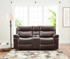 Wellsley Leather Power Reclining Console Loveseat -Big Lots Furniture Store 810469259 111