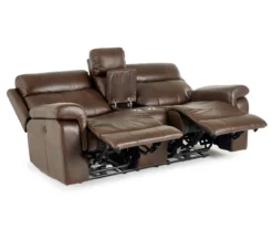 Wellsley Leather Power Reclining Console Loveseat -Big Lots Furniture Store 810469259 2 1