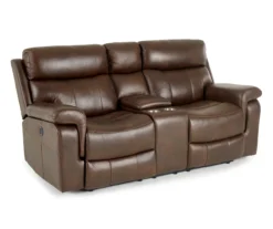 Wellsley Leather Power Reclining Console Loveseat -Big Lots Furniture Store 810469259 2