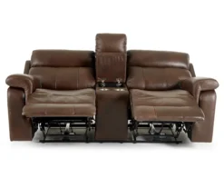 Wellsley Leather Power Reclining Console Loveseat -Big Lots Furniture Store 810469259 5