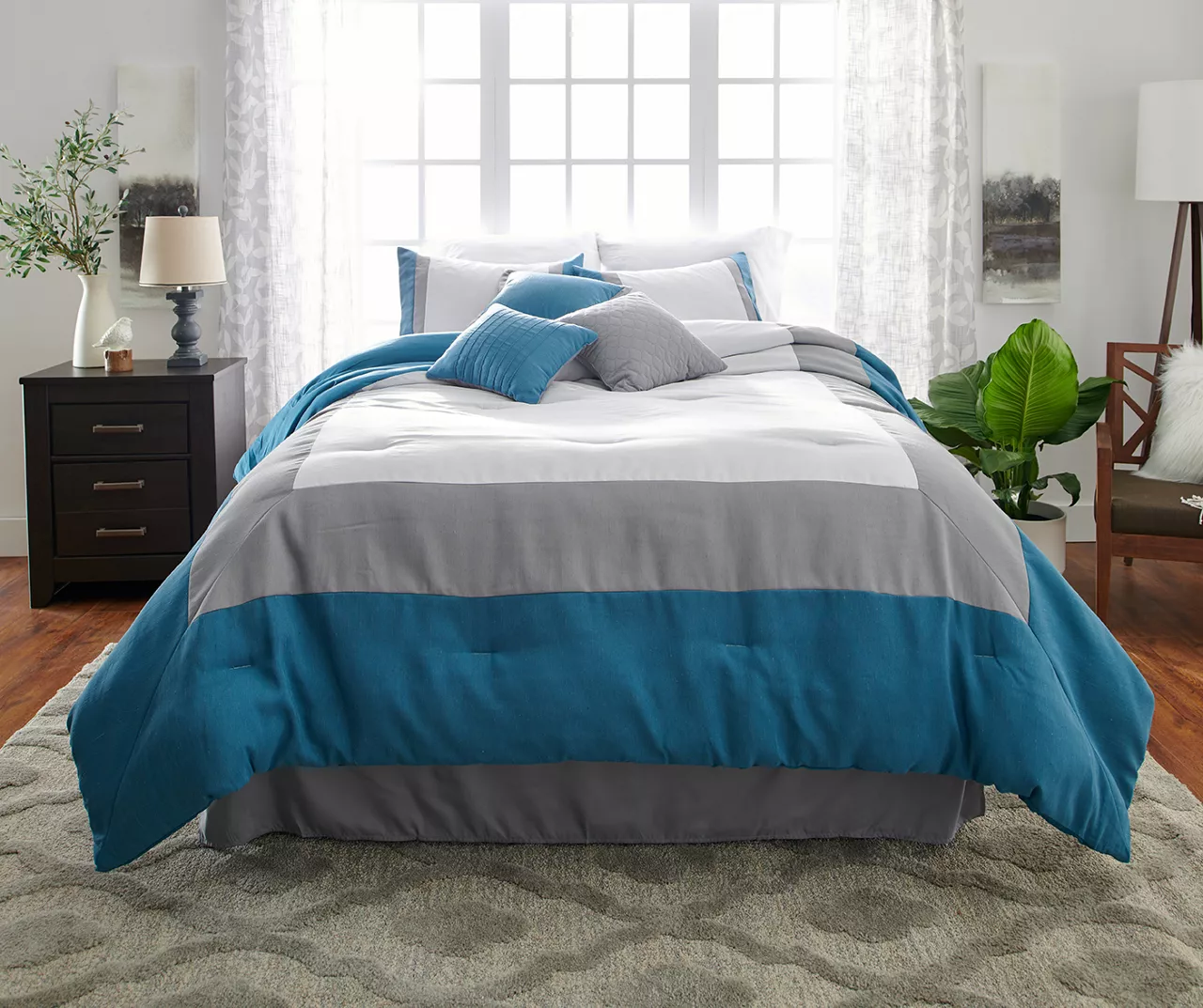 Vittorio Teal & Gray Comforter Set Vittorio Teal & Gray Comforter Set -Big Lots Furniture Store 810485246 810485247 1