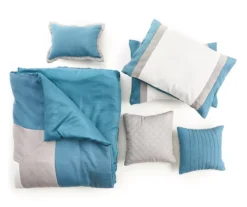 Vittorio Teal & Gray Comforter Set 3 Vittorio Teal & Gray Comforter Set -Big Lots Furniture Store 810485246 810485247 4