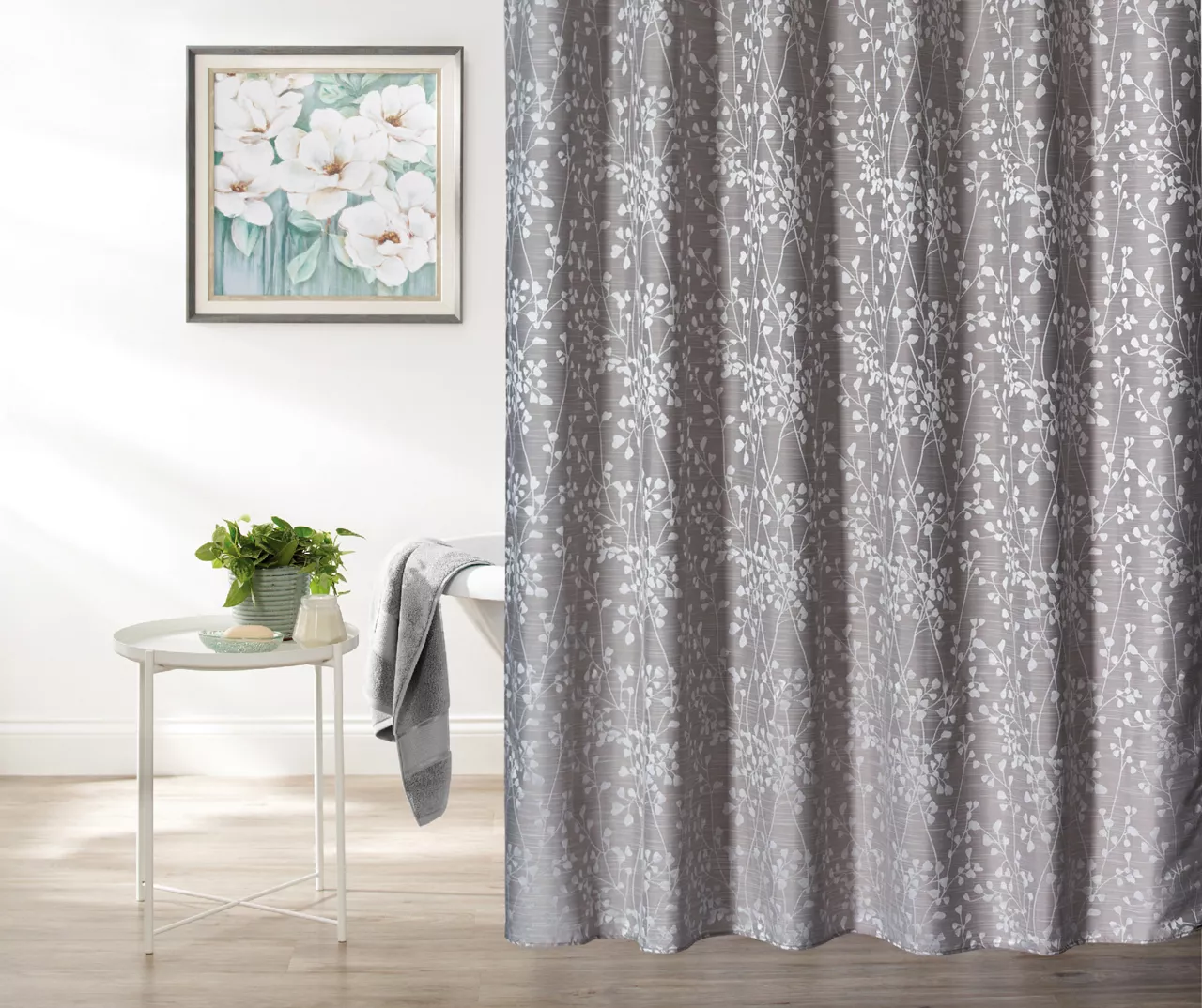 Tan & White Leaf Pattern Jacquard Fabric Shower Curtain Tan & White Leaf Pattern Jacquard Fabric Shower Curtain -Big Lots Furniture Store 810528234