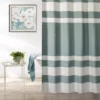 Slate Blue & White Embossed Waffle Striped Shower Curtain