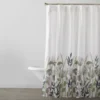 White & Green Floral Fabric Shower Curtain