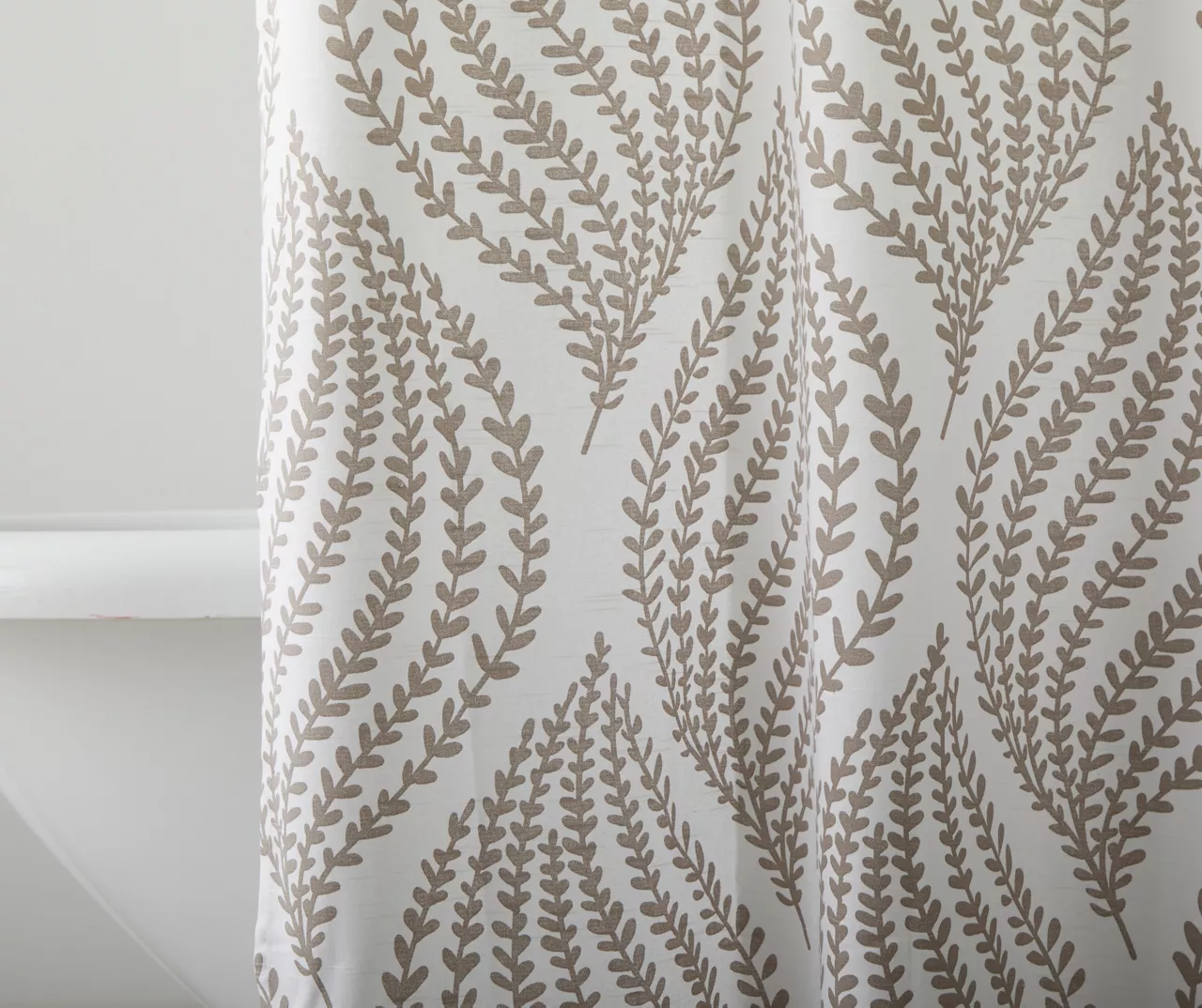 White & Brown Floral Wave Fabric Shower Curtain White & Brown Floral Wave Fabric Shower Curtain -Big Lots Furniture Store 810528299 2