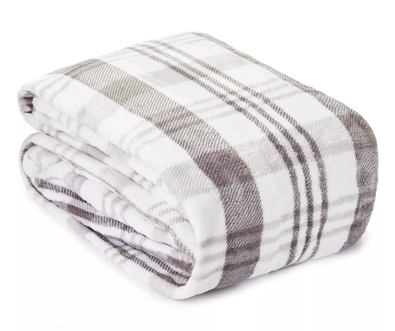 Gray & White Plaid Velvet Plush Queen/King Blanket Gray & White Plaid Velvet Plush Queen/King Blanket -Big Lots Furniture Store 810530976 1