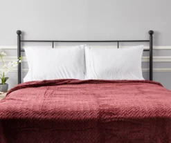 Tawny Port Jacquard Supreme Velvet Queen Blanket -Big Lots Furniture Store 810531012 4