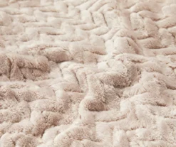 Tan Zigzag-Embossed Velvet Queen Blanket -Big Lots Furniture Store 810531013 810617575 4