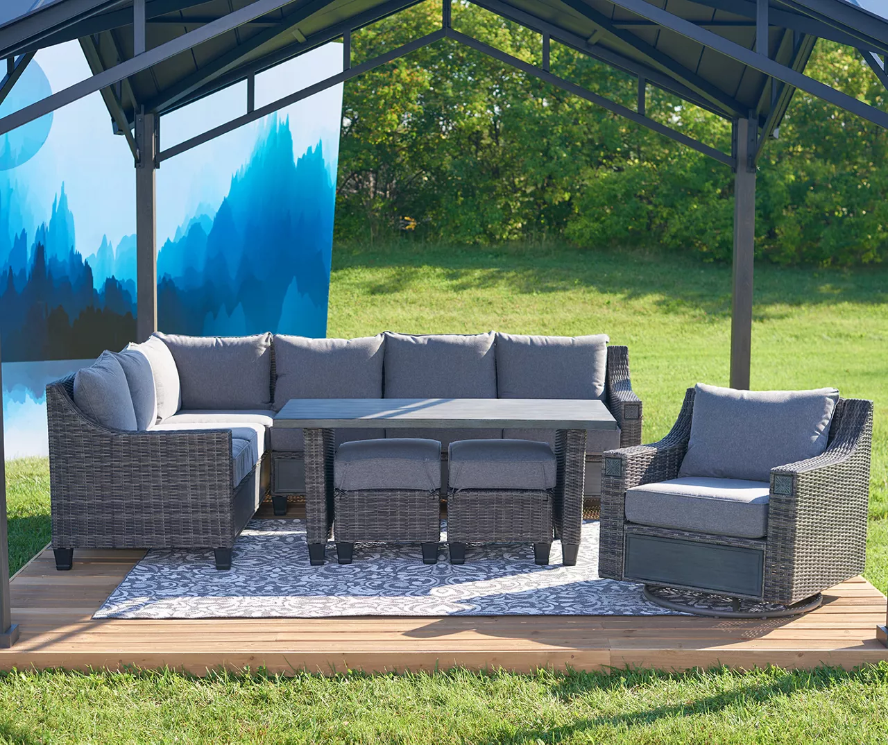 Broyhill Sandpointe Granite & Ecru Damask Outdoor Area Rug Broyhill Sandpointe Granite & Ecru Damask Outdoor Area Rug -Big Lots Furniture Store 810546510 810544444 810544217 810545276 16 1