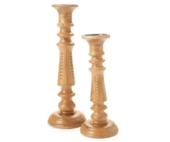 Light Brown Notch-Carved Pillar Candle Holder -Big Lots Furniture Store 810547959 810547960 1