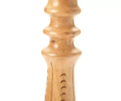 Light Brown Notch-Carved Pillar Candle Holder -Big Lots Furniture Store 810547959 810547960 2