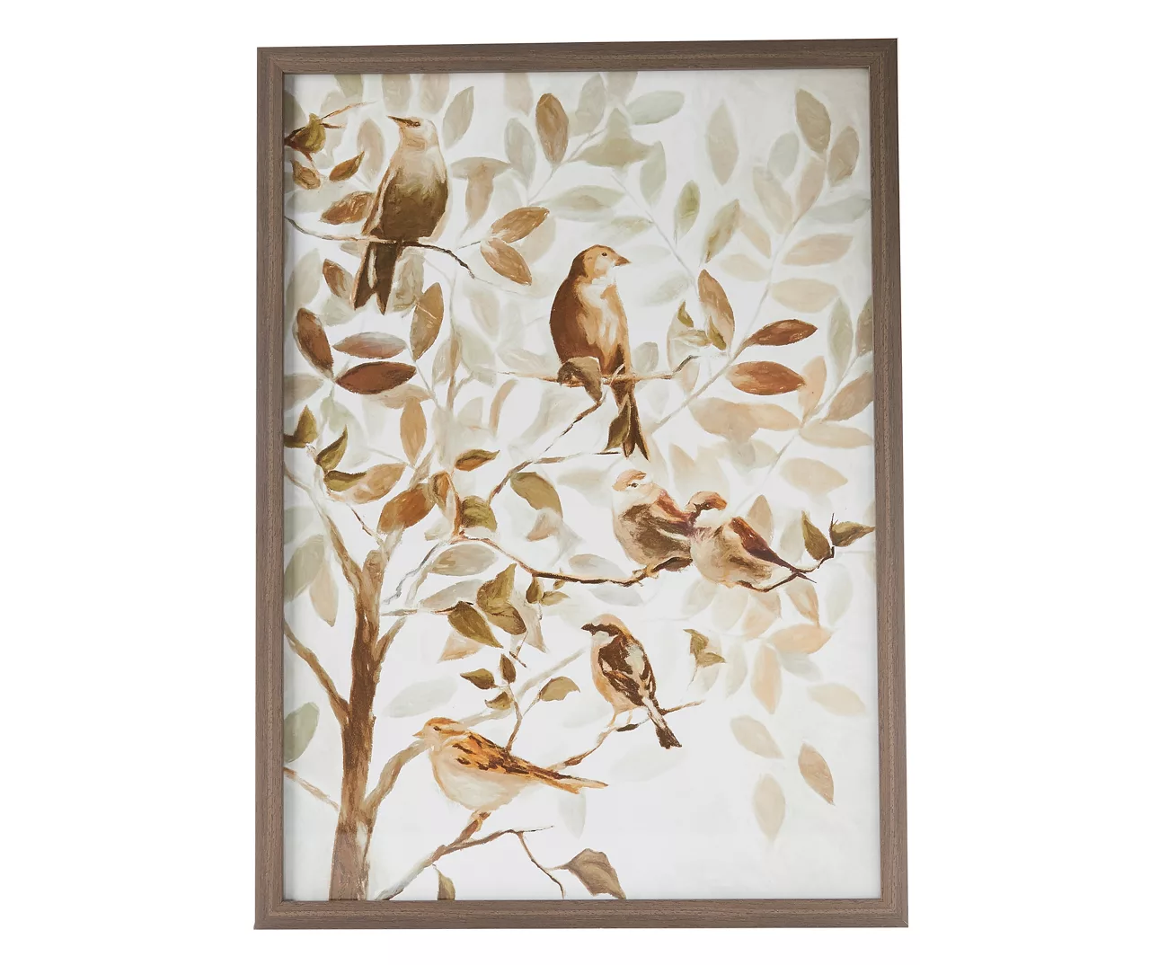 Brown & White Birds in Tree Framed Art Print Brown & White Birds In Tree Framed Art Print -Big Lots Furniture Store 810552399