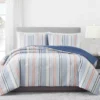 Broyhil Blue & Coral Stripe Comforter Set