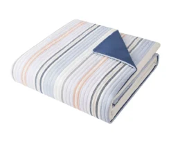 Blue & Coral Stripe Full/Queen 3-Piece Comforter Set -Big Lots Furniture Store 810558693 3