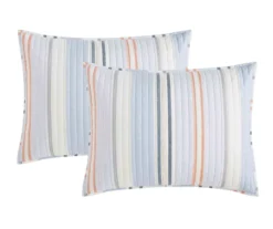 Blue & Coral Stripe Full/Queen 3-Piece Comforter Set -Big Lots Furniture Store 810558693 4