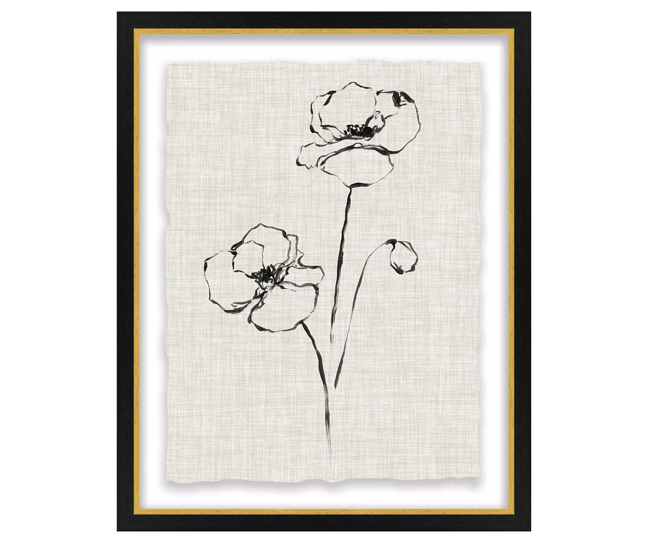 Beige & Black Floral 2 Deckled Edge Framed Print Beige & Black Floral 2 Deckled Edge Framed Print -Big Lots Furniture Store 810561784