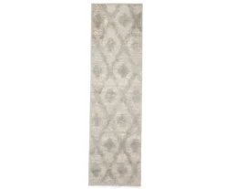 London Light Gray Diamond Lattice Shag Runner Rug, (2' X 7')