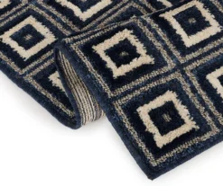 Klein Navy Square Pattern Runner Rug, (2' X 7') -Big Lots Furniture Store 810562954 2