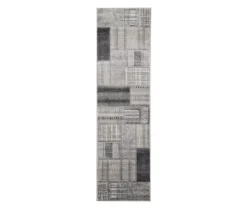 Destan Charcoal & Gray Patchwork Runner Rug, (2' X 7')