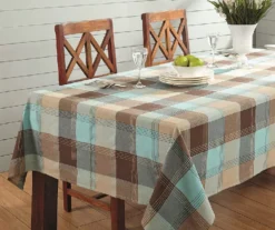 Mineral Blue & Brown Plaid Cotton Tablecloth -Big Lots Furniture Store 810569772