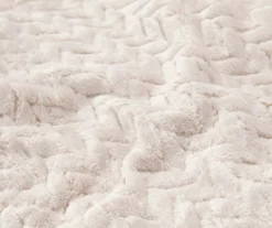 Whisper White Zigzag-Embossed Velvet King Blanket -Big Lots Furniture Store 810573800 810573798 810617576 3 1