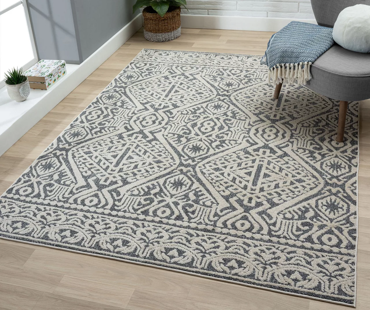 Aschot Gray Medallion Area Rug, (5' x 7') Aschot Gray Medallion Area Rug, (5' X 7') -Big Lots Furniture Store 810584317 810584349 2
