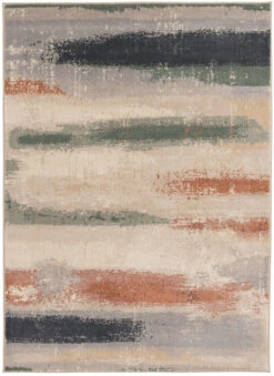 Hadlee Sand, Coral & Green Abstract Area Rug, (6' X 9') -Big Lots Furniture Store 810586496