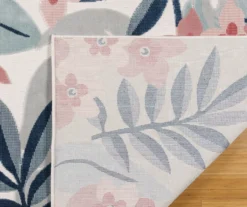 Nauru Blue & Pink Floral Outdoor Area Rug, (8' X 10') -Big Lots Furniture Store 810586608 810586609 810586610 A2 1