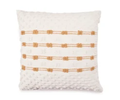 White & Tan Panna Stripe Throw Pillow