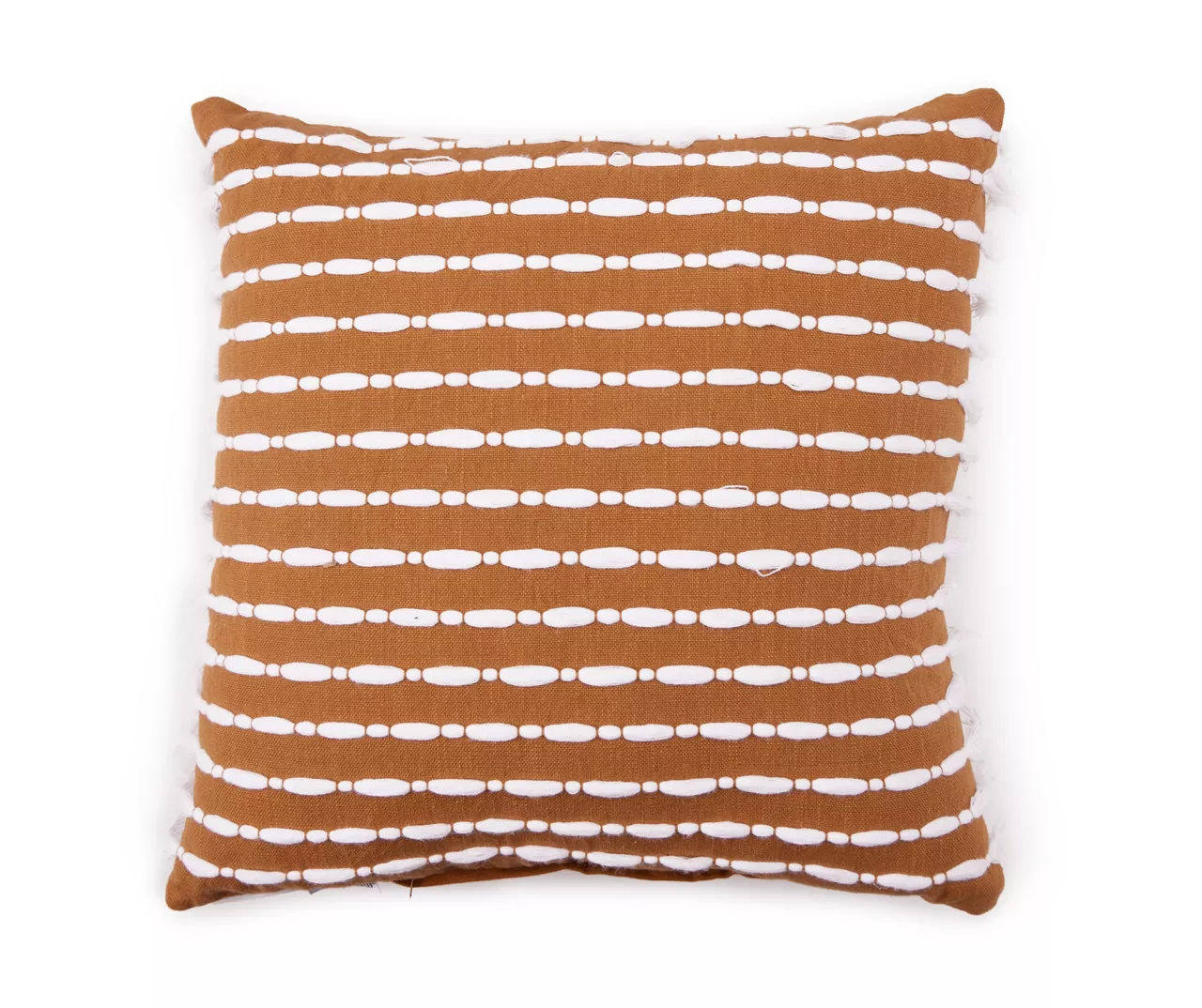 Golden Brown & White Tassel Stripe Throw Pillow Golden Brown & White Tassel Stripe Throw Pillow -Big Lots Furniture Store 810590727 A0