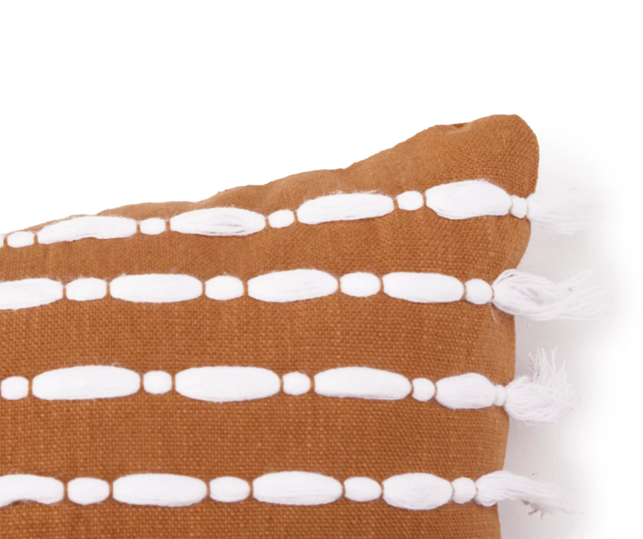 Golden Brown & White Tassel Stripe Throw Pillow Golden Brown & White Tassel Stripe Throw Pillow -Big Lots Furniture Store 810590727 2 A8