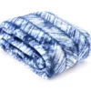Blue & White Herringbone Twin/Full Plush Velvet Blanket