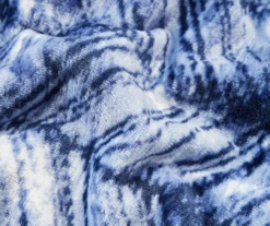 Blue & White Herringbone Queen/King Plush Velvet Blanket -Big Lots Furniture Store 810609053 810609054 A8 2 1