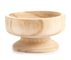 Homeward Turned Paulownia Wood Bowl With Pedestal