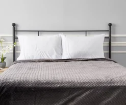 Atmosphere Gray Zigzag-Embossed Velvet Queen Blanket -Big Lots Furniture Store 810617179 810530980 4