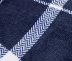 Navy & White Plaid Queen/King Velvet Plush Blanket -Big Lots Furniture Store 810617521 810617523 A8 2