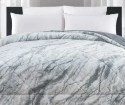 Gray Marble Print Faux Fur King Comforter -Big Lots Furniture Store 810617562 P 01