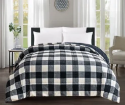 Black & White Buffalo Check Faux Fur Full/Queen Comforter