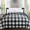Black & White Buffalo Check Faux Fur King Comforter