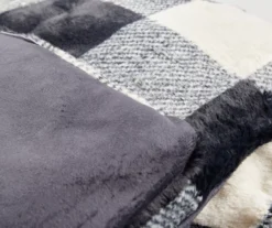 Black & White Buffalo Check Faux Fur Full/Queen Comforter -Big Lots Furniture Store 810617563 810617564 A8 4 2 1
